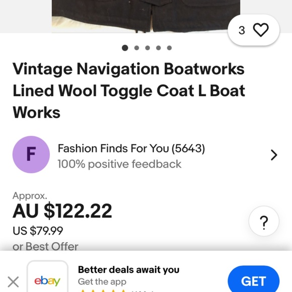 Vintage Navy Blue Boat Works lined Wool toggle coat - Picture 8 of 8